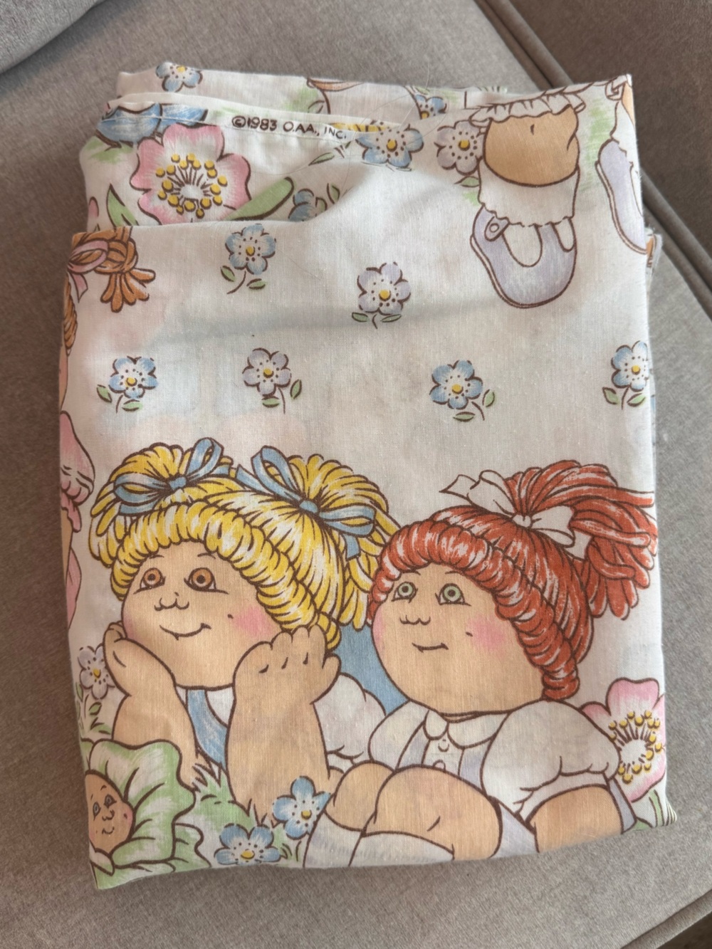 Vintage 1983 Cabbage Patch Kids Twin Flat Sheet